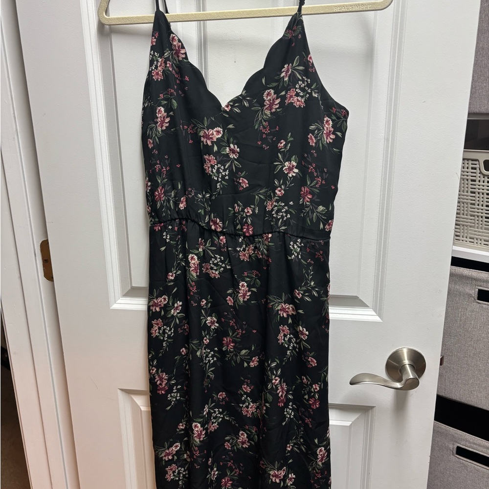 Socialite Midi Floral Black Dress